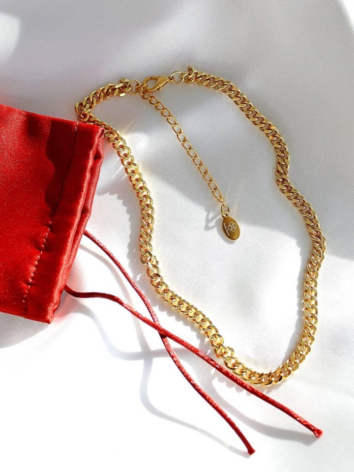 Cubaanse choker met ketting van 24 karaat dik voor wholesale door Divine Dulcet