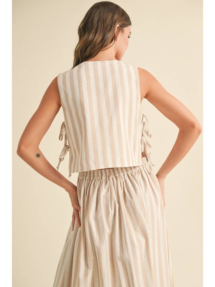 MIOU MUSE - Wholesale Tank Top - Women's - T4707ST STRIPE PATTERN TIE ON THE SIDE TOP2