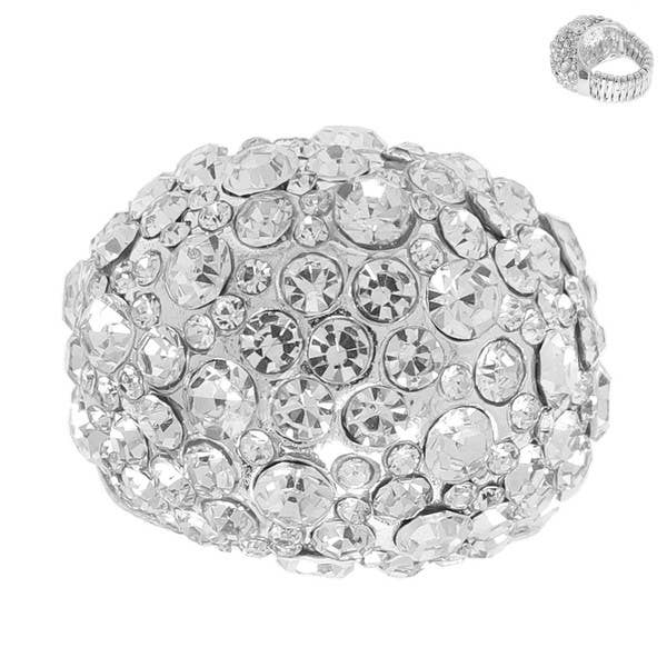 anbfashion - Wholesale Cocktail/statement ring - CRYSTAL RHINESTONE PAVE DOME STRETCH RING RQ901