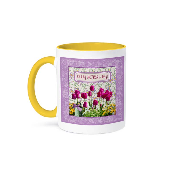 3dRose - Wholesale Coffee Mug - 3dRose, Mothers Day, Watering Can, Colorful Tulips, Cone Flowers, Sunflowers, Mug