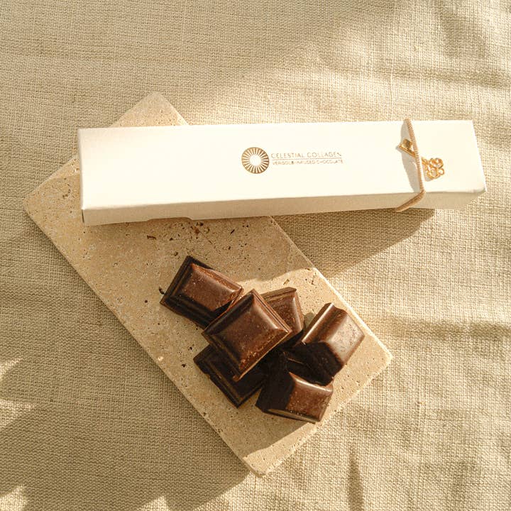 Celestial Collagen – wholesale Chocolate bar – Collagen infused dark Belgian Chocolate Bar 35g