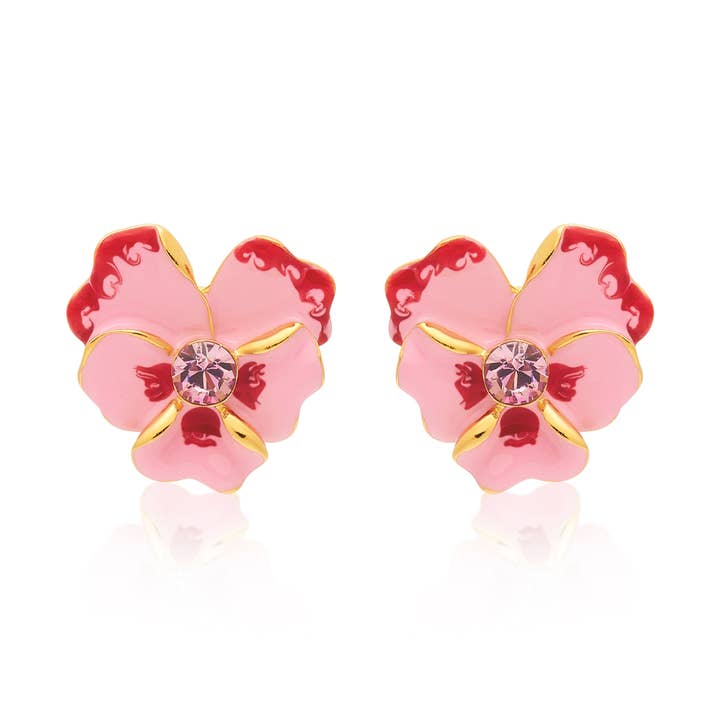 Roze oorbellen met bloemclip voor wholesale door Kenneth Jay Lane