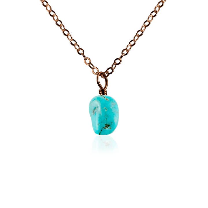 Luna Tide - Wholesale Pendant/charm necklace - Tiny Raw Turquoise Pendant Necklace1