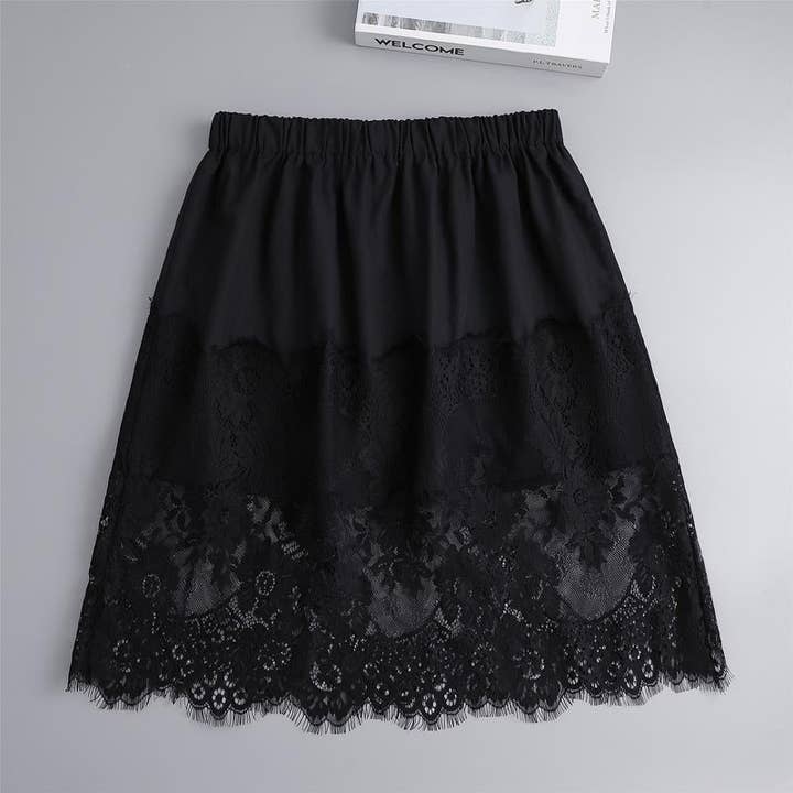 DE VAVE - Wholesale Skirt - Women's - Lace Hem A-Line Mini Skirt