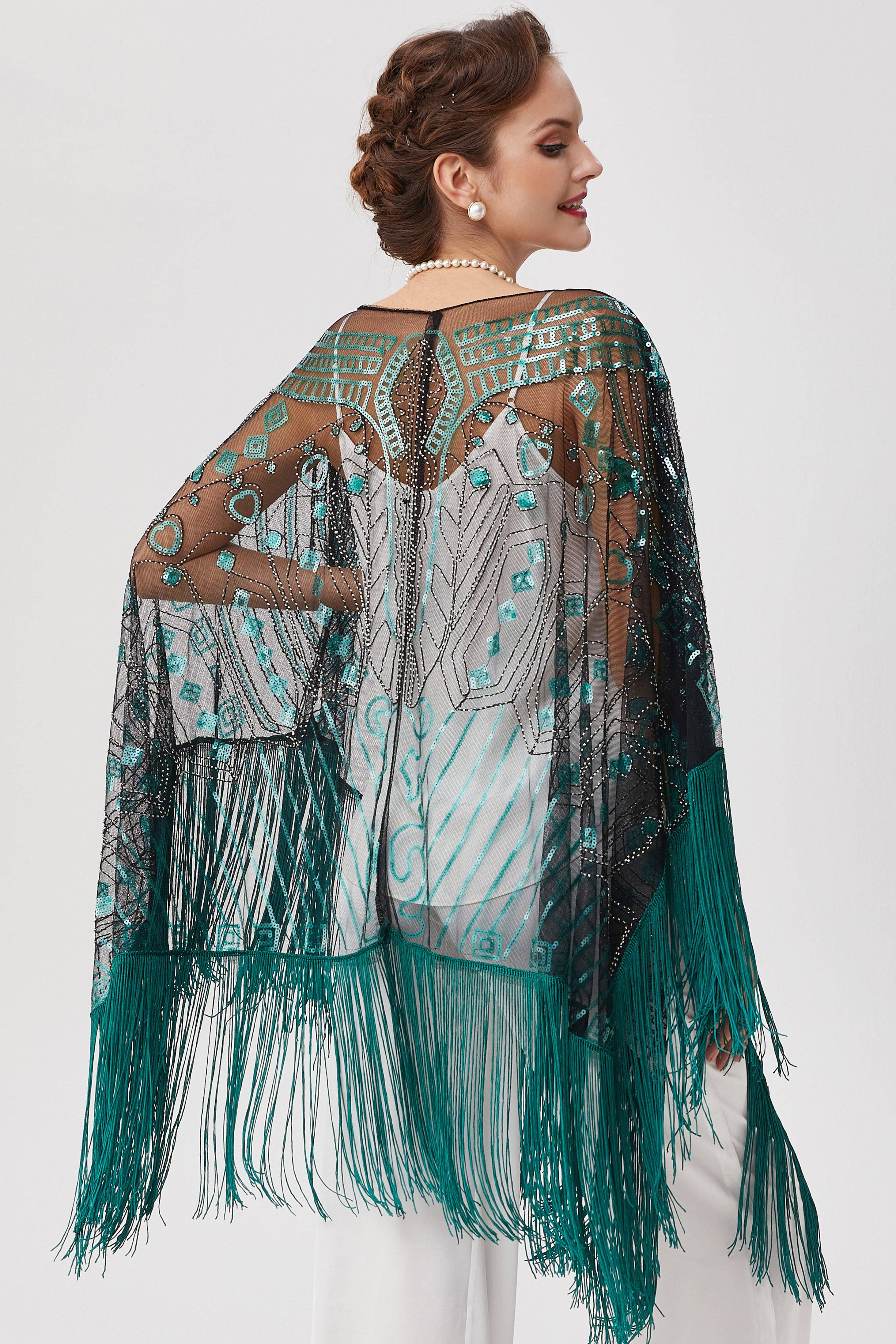 BABEYOND – wholesale Wrap – Women's – 1920s Knee Length Fringed Shawl22
