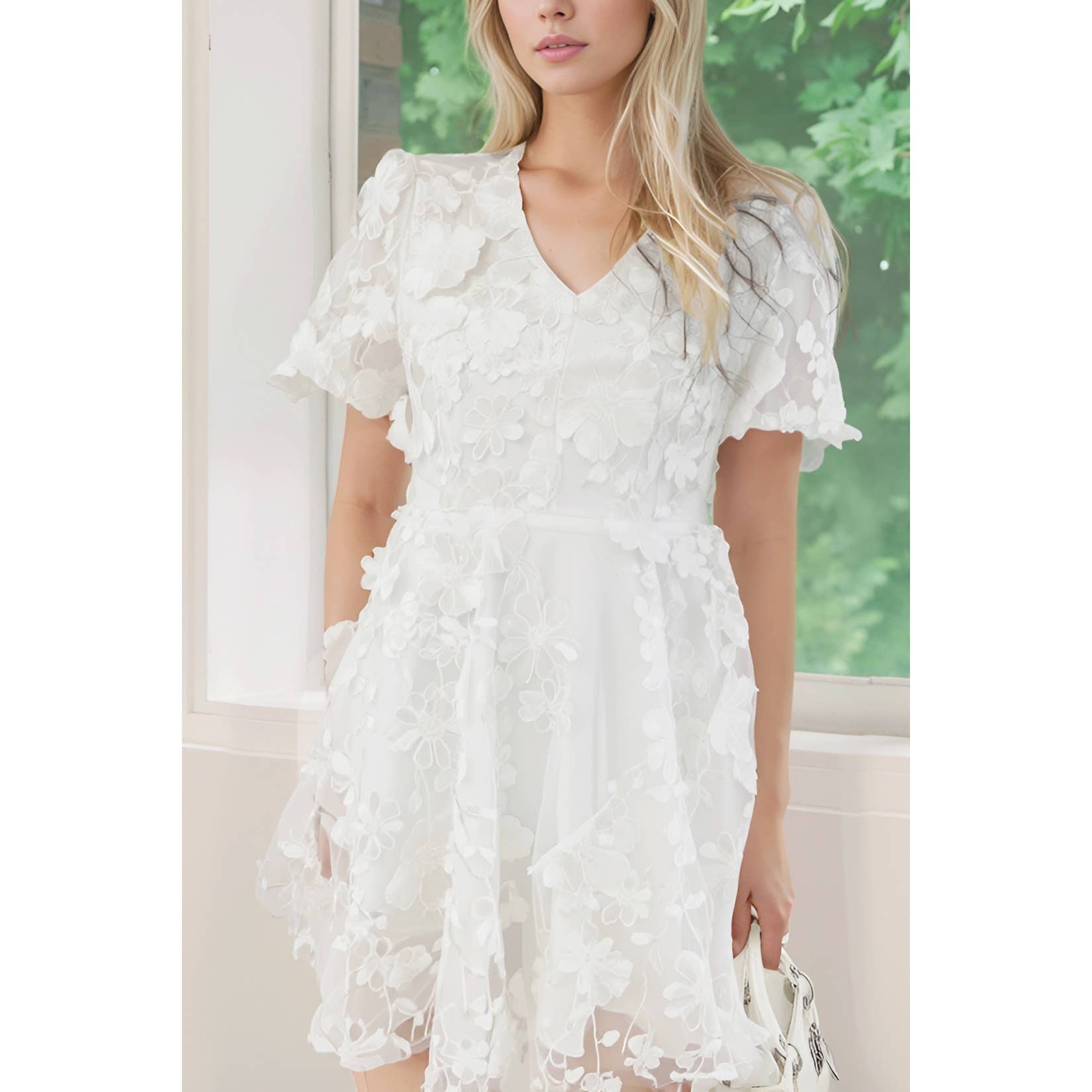 XHHH Inc - Wholesale Dress - Women's - X9035CD.3D Floral Embroidered Mini Dress14