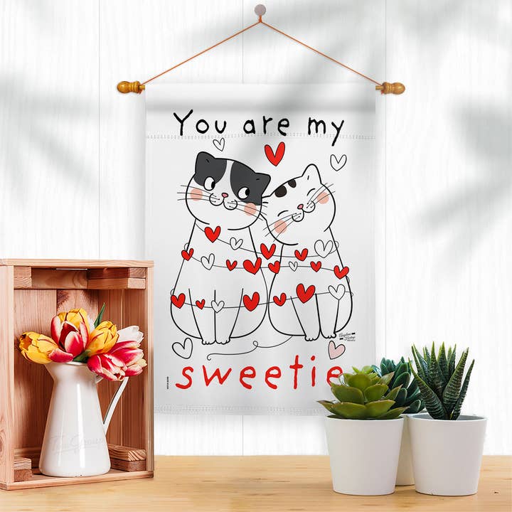 Two Group Flag Co – Großhandel Flagge – My Sweetie Kitten Frühlings-Valentinstag-Katzen-Deko-Flagge2