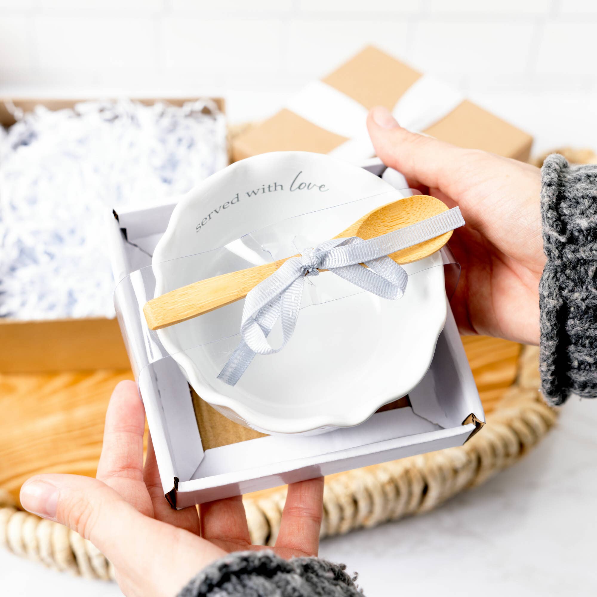 Pavilion - Wholesale Serve Bowl - Love - 4.5" Ceramic Bowl with Bamboo Spoon3