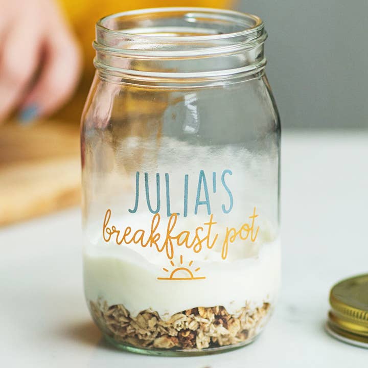 Personalised Printed Breakfast Jar for wholesale by Becky Broome