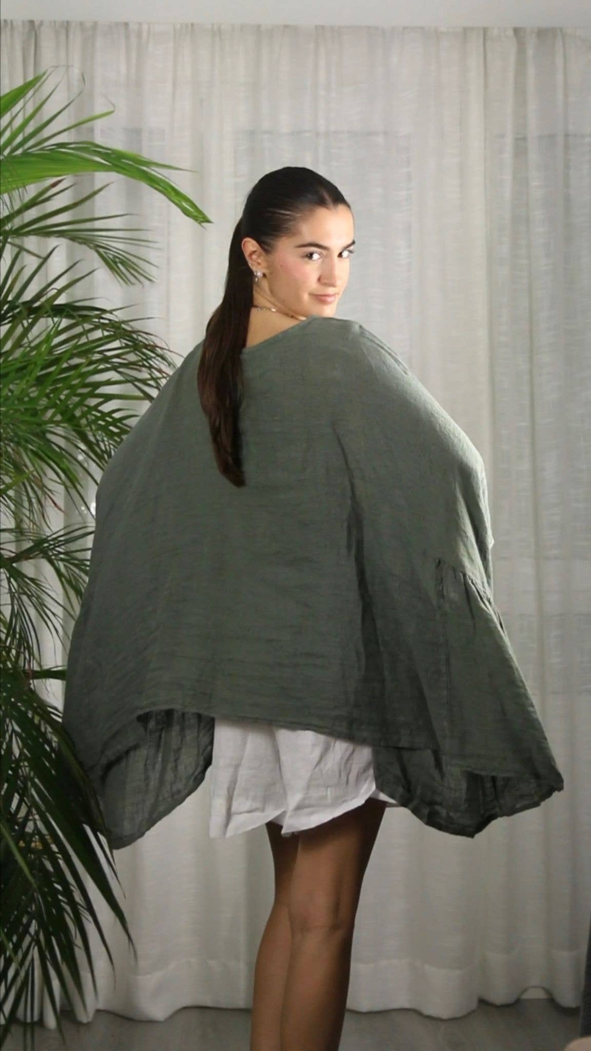 Linen & More - Wholesale Blouse - Women's - REF 11138 PONCHO-STYLE BLOUSE 100% LINEN11