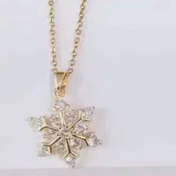 Offshore Surf Co - Wholesale Pendant/charm necklace - Gold Plated Rhinestone Snowflake0