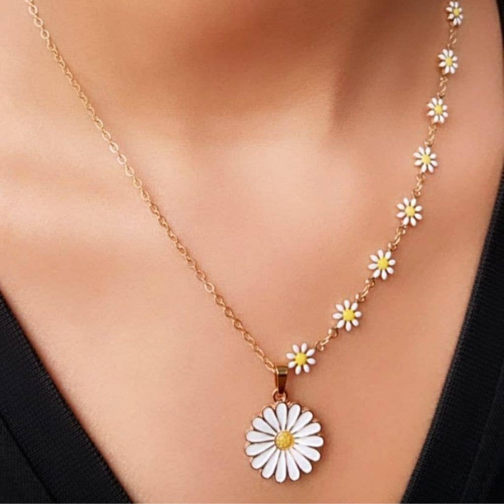The Colourful Aura - Wholesale Pendant/Charm Necklace - Half Turquoise Floral Indie Boho Daisy Charms Choker Summer Necklace5