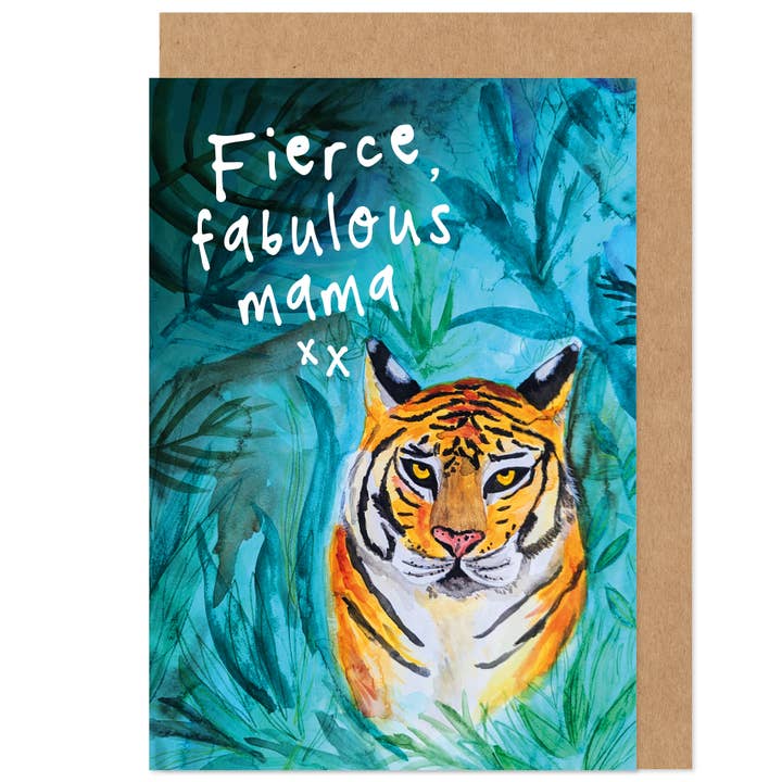 Fierce Fabulous Mama Tiger Mother's Day Card for wholesale by Bow & Bell