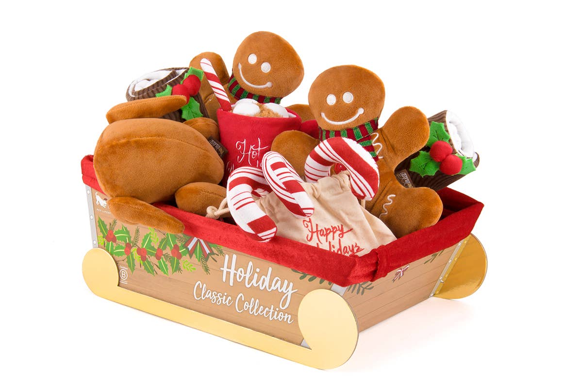 P.L.A.Y. Pet Lifestyle and You – wholesale Pet plush toy – Dog – Holiday Classic 15-pc Set in Santa's Sleigh3
