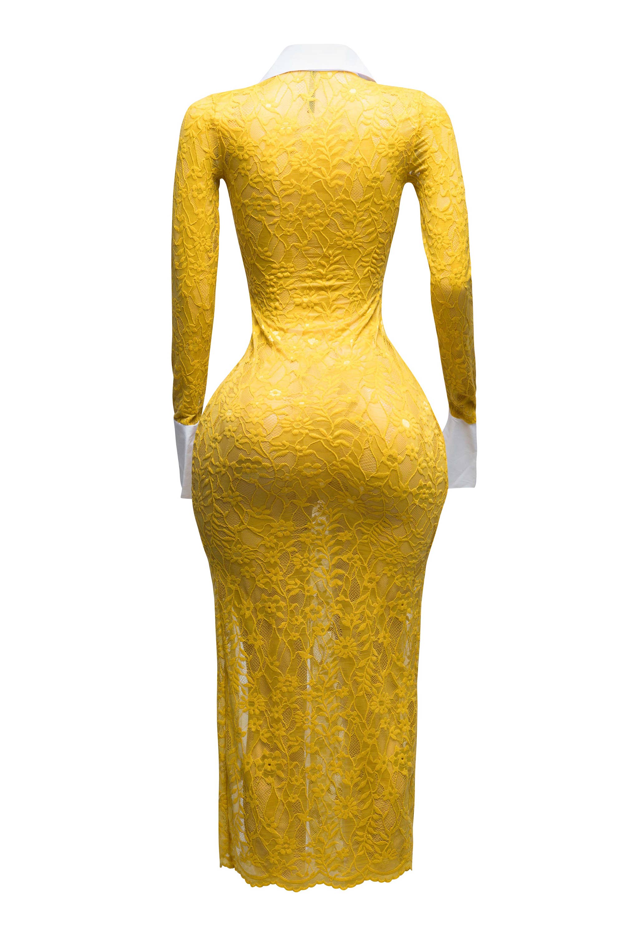 K Too - Vendita all'ingrosso Vestito - Donna - Abito lungo in pizzo con colletto Accent e spacco1