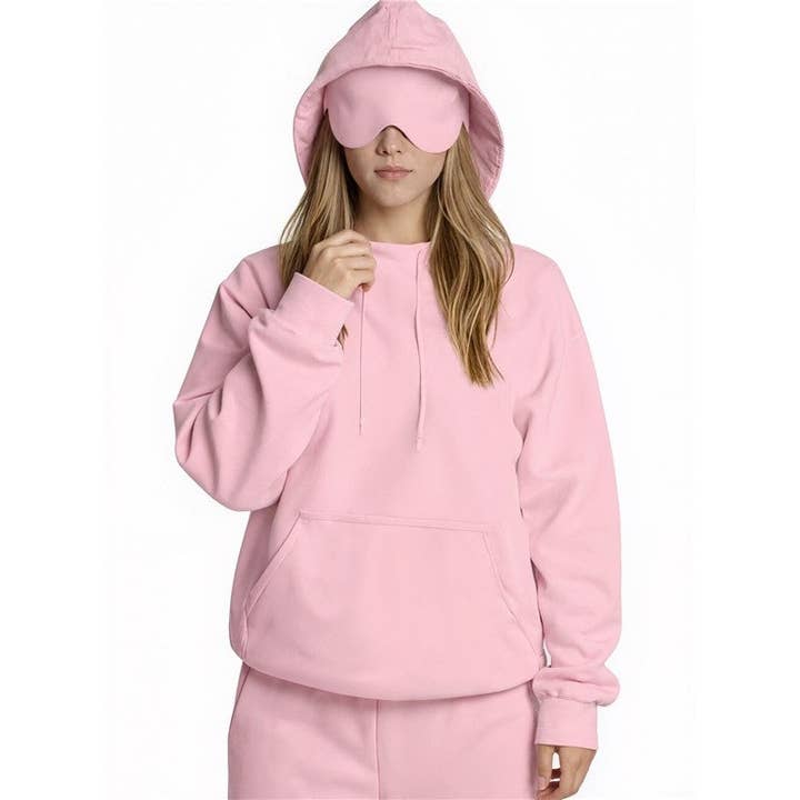 Solid Color Hoodie With Built-In Sleep Mask for wholesale by kycozy