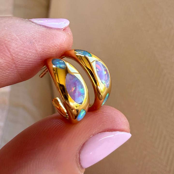 La Kaiser - Wholesale Hoop Earrings - Caribbean Opal Hoops2