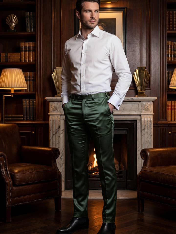 Heren effen glanzende nette broek 6VP1010 voor wholesale door BARABAS