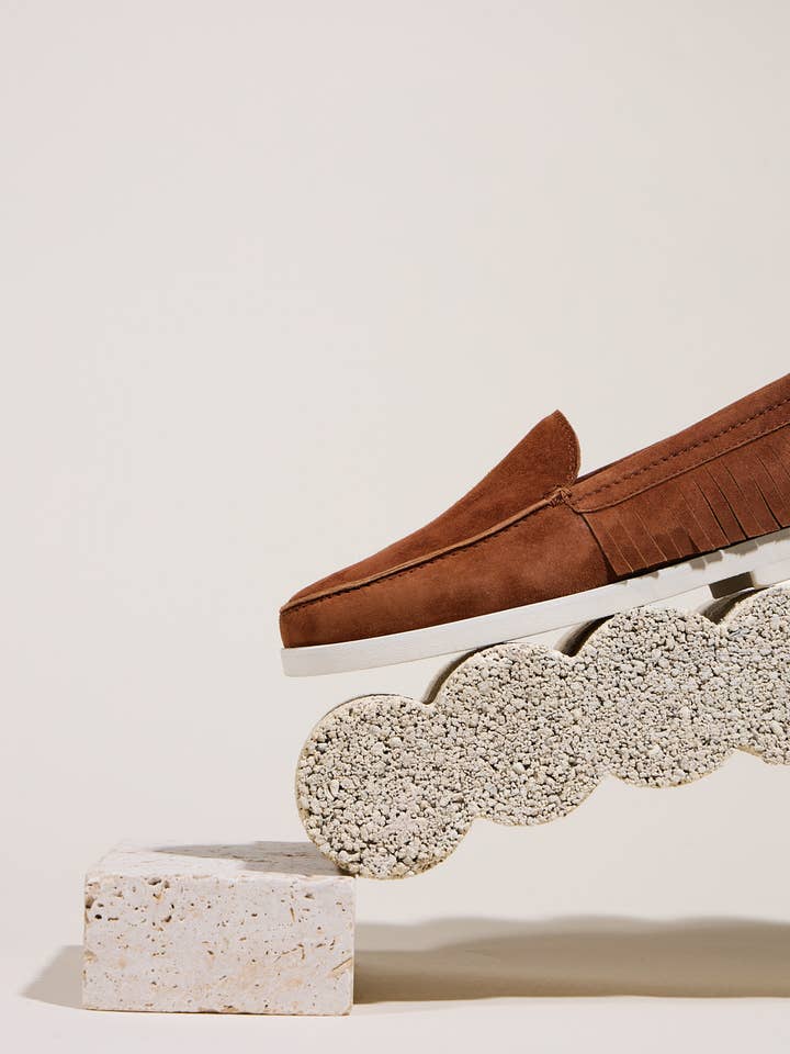 REMOVED BRAND – Engroshandel Loafer – Kvinder – Kognacfarvede mokkasiner med frynser