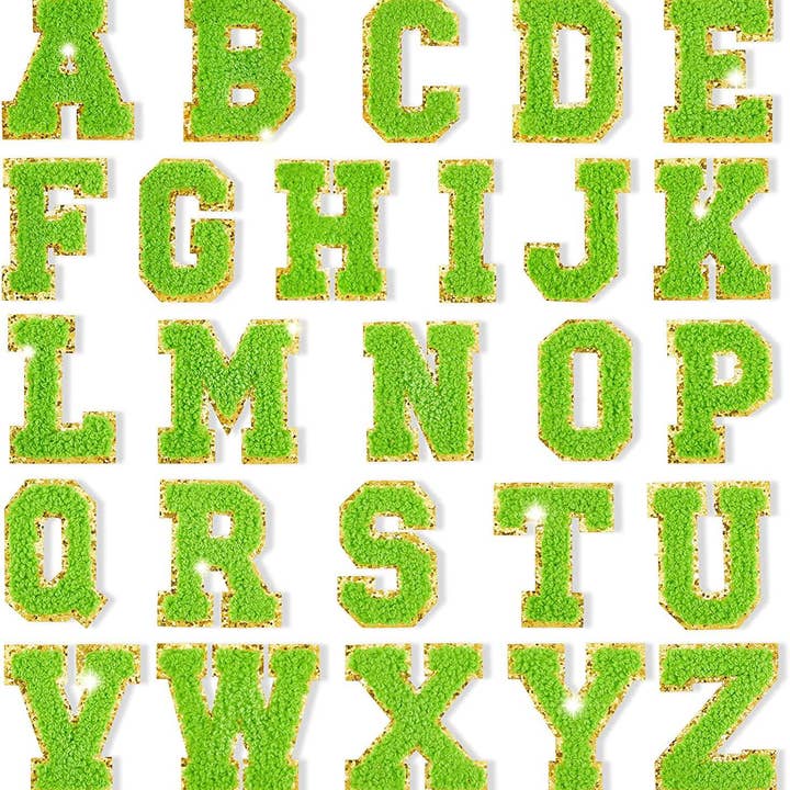 Green Self Adhesive Chenille Letters Patches for wholesale on Faire