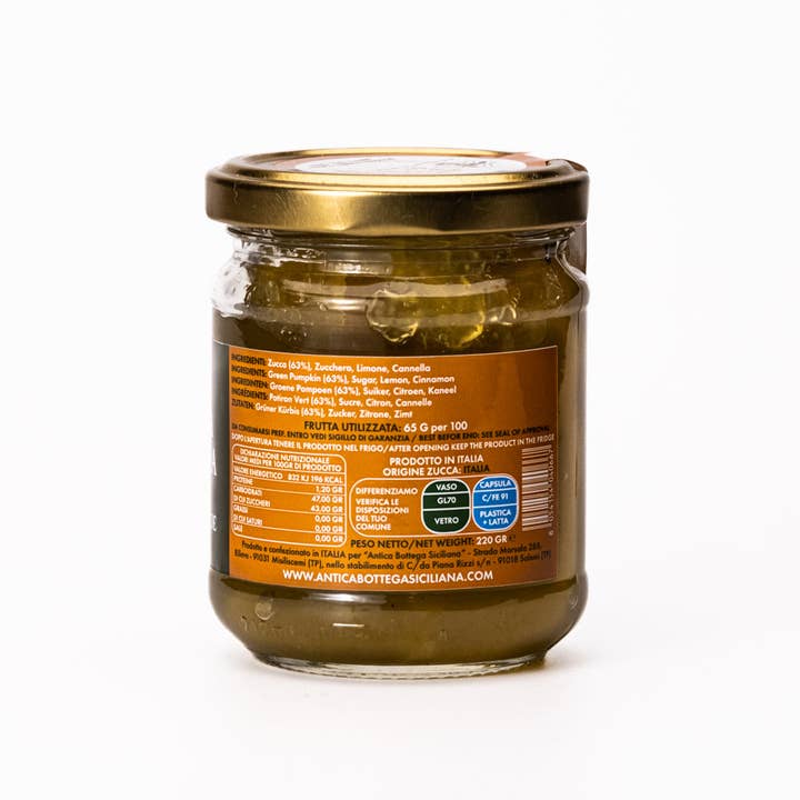 Antica Bottega Siciliana - Wholesale Jam/Jelly - GREEN PUMPKIN JAM - 220g1