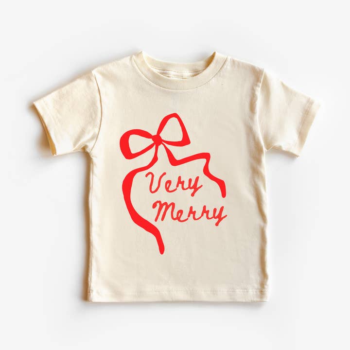 Benny & Ray Apparel - Wholesale Screen Printed T-Shirt - Kids - Very Merry Santa Claus Merry and Bright Bow Christmas Shirt 4