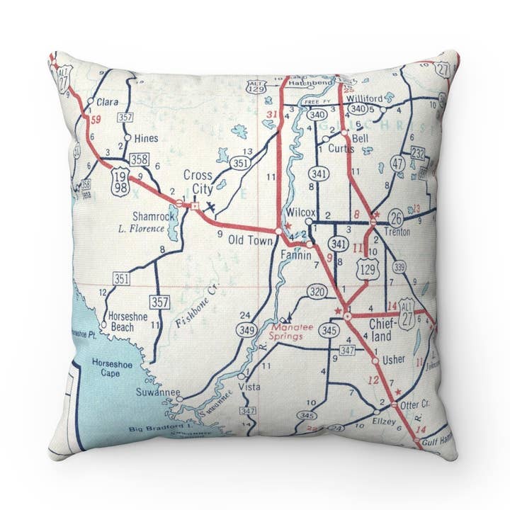 Daisy Mae Designs - Wholesale Throw/Decorative Pillow - Old Town Florida Map Pillow– 18" Square Throw Pillow0