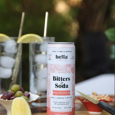 Hella Cocktail Co. - Wholesale Non-Alcoholic Aperitif/Mocktail - Bitters & Soda: Grapefruit 12oz, 4-Pack5
