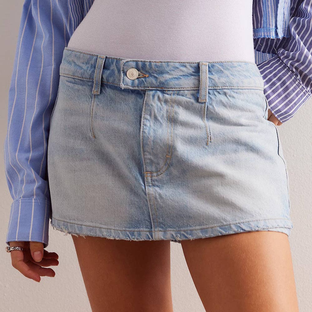 Dipped Shop – Engroshandel Nederdel - Dame – Multi-farvet afslappet denim miniskørt med lommer DP25B6510