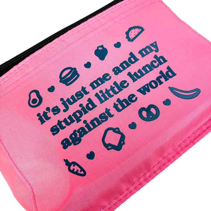 Krystan Saint Cat - Wholesale Lunch Bag/Box - Stupid Little Lunch Against The World Pink Cooler Bag