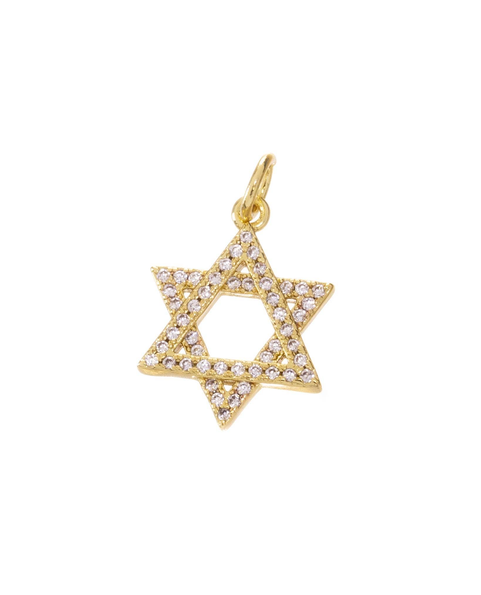 Jewel Pledge - Wholesale Individual Charm/Pendant - Gold Or Silver CZ Star of David Charm for Necklace,CPG7924