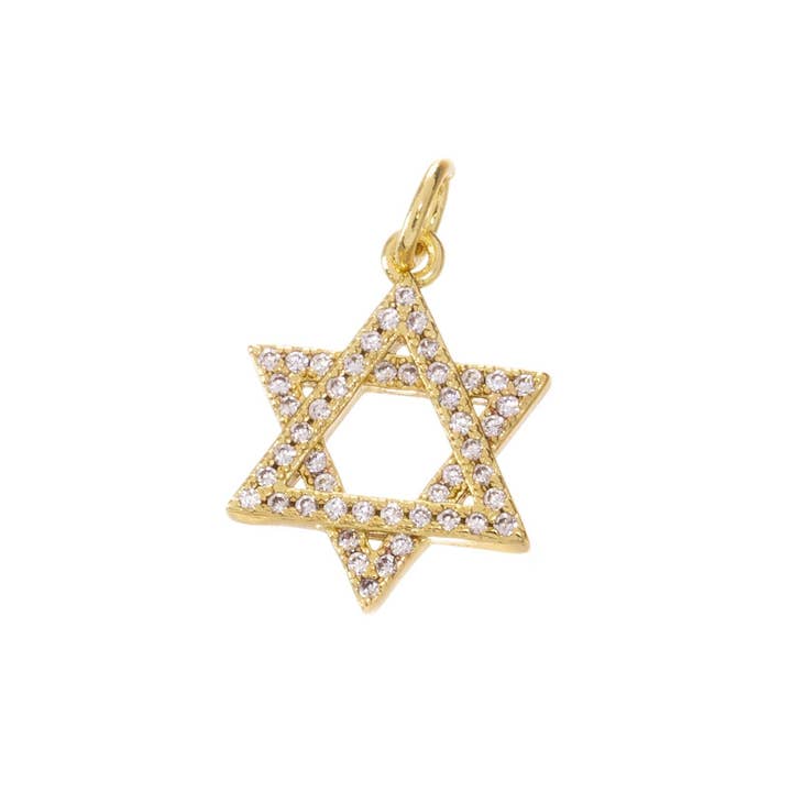 Jewel Pledge - Wholesale Individual Charm/Pendant - Gold Or Silver CZ Star of David Charm for Necklace,CPG7924