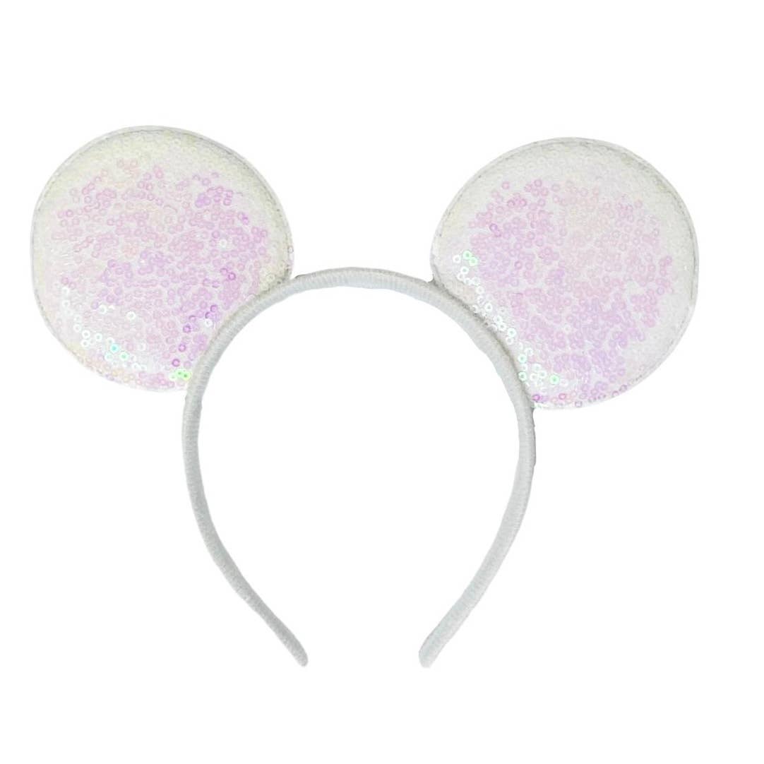 ZKY Wholesale - Vente Bandeau – femme - Bandeaux en forme d'oreille de souris blancs à sequins à double face0