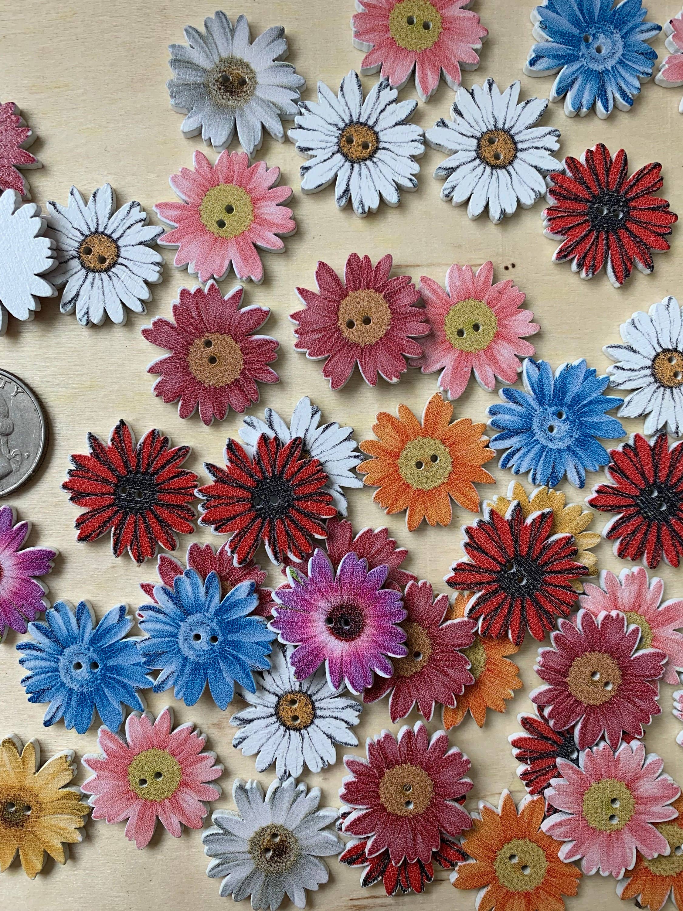 Magnifique Hearts – Großhandel Bastelzubehör – Knöpfe aus Holz, 1 Zoll, Gänseblümchenknöpfe, verschiedene Stile, Craf0