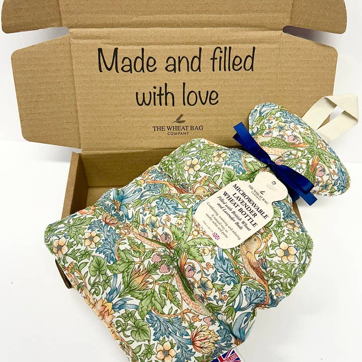 The Wheat Bag Company – wholesale Hot/cold compress – Wheat Bottle - William Morris Strawberry Thief, Sky1