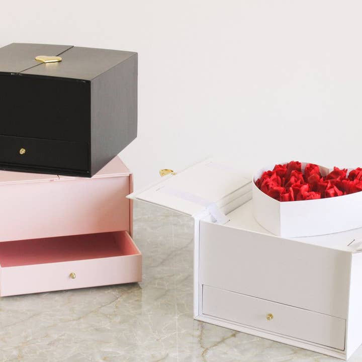 Pull-up Heart Flower Box with Drawer for wholesale by Elegant Design Supply