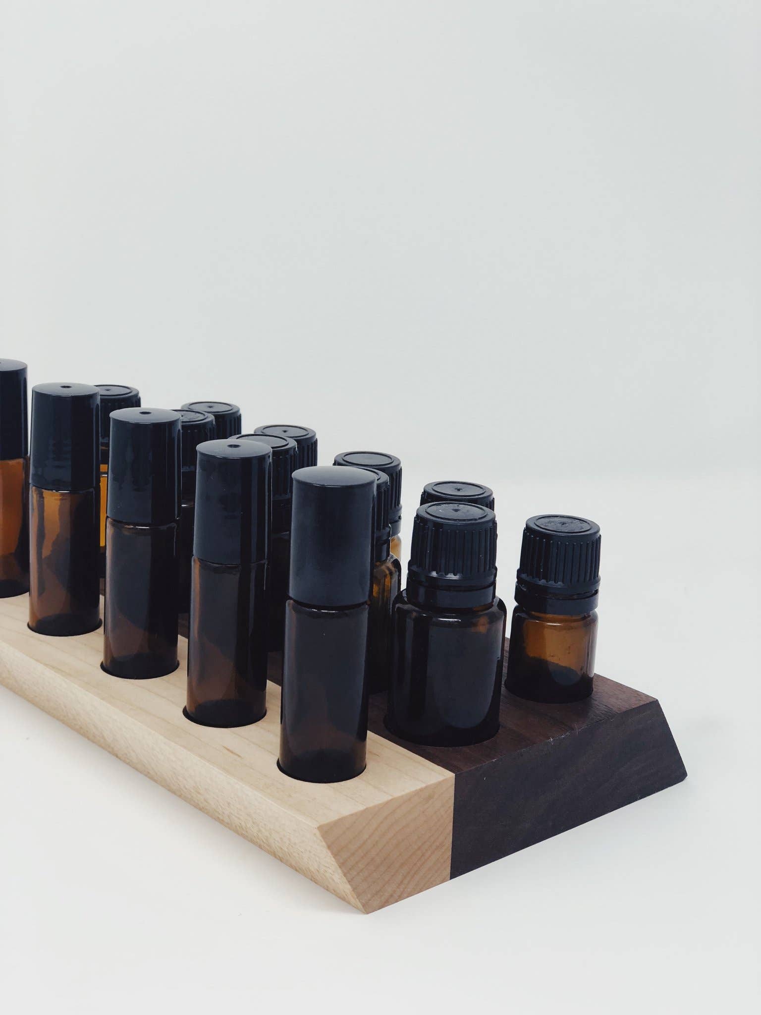 Kindred Essentials - Wholesale Oil/Vinegar Dispenser - Black Walnut and Maple Slant Holder2