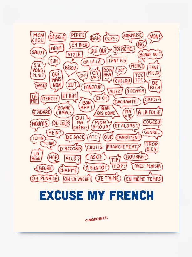 Affiche Mots Français Idée Cadeau Saint-Valentin Décoration pour la vente par Cinqpoints