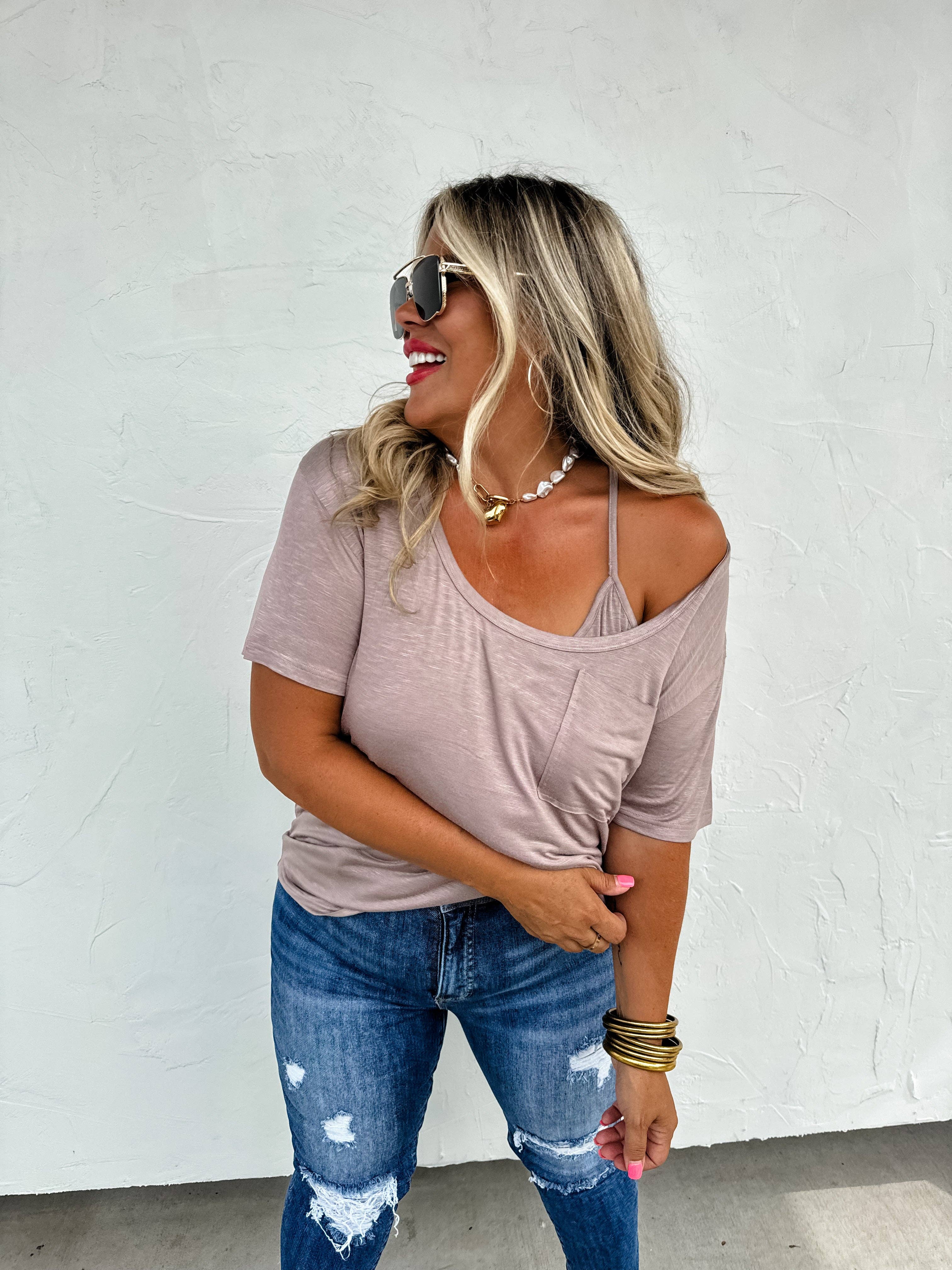 BLAKELEY - Wholesale T-Shirt - Women's - RILEY BOYFRIEND PATCH POCKET TEE25