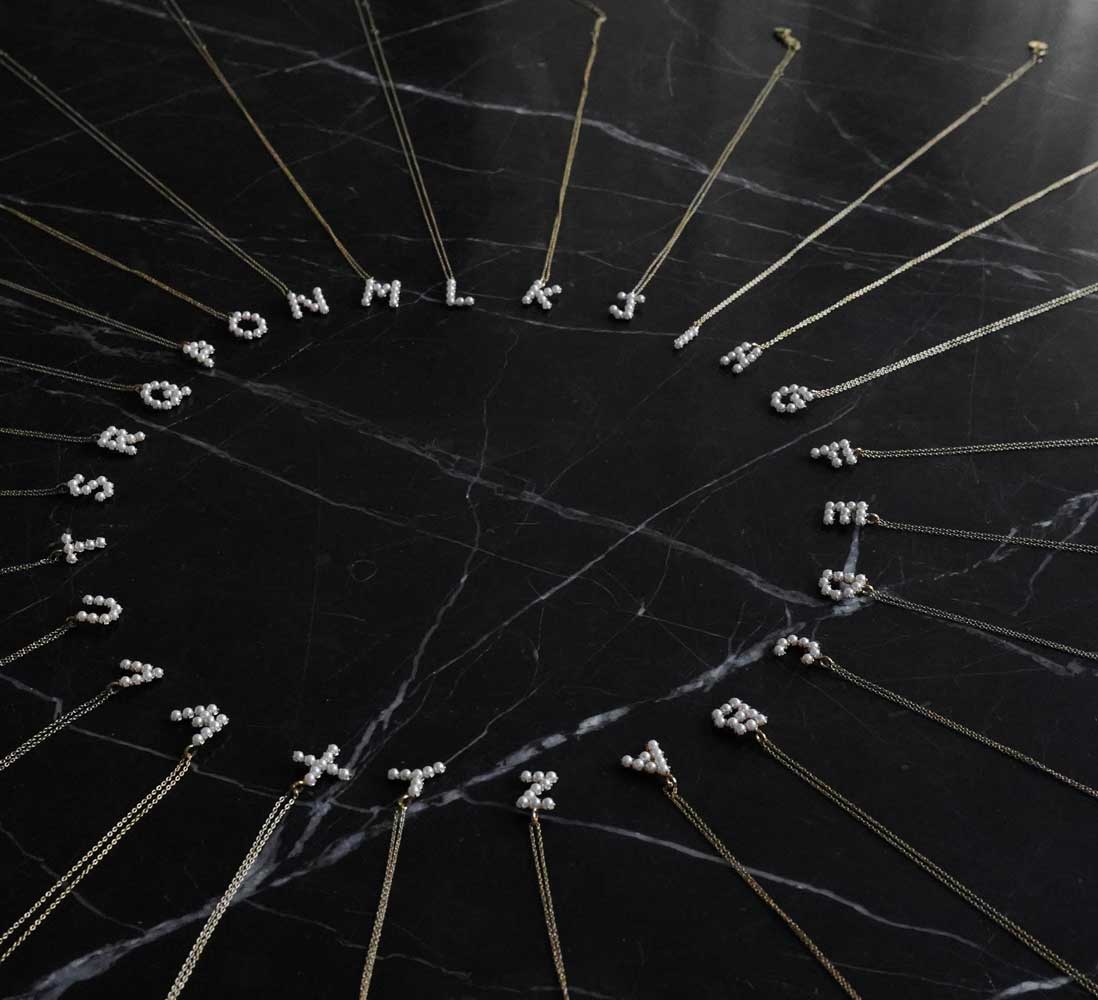 Bijoux 7bis - Wholesale Pendant/Charm Necklace - Steel Initial Letter B Pearl Necklace4