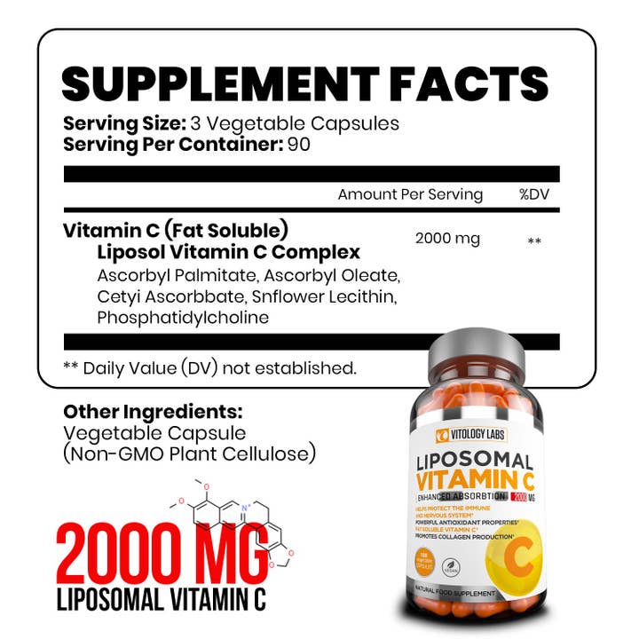 Natuspur - Wholesale Oral Supplement/Vitamin - Liposomal Vitamin C 2000mg Ultra Potent High Absorption Ascorbic Acid, Supports Immune System