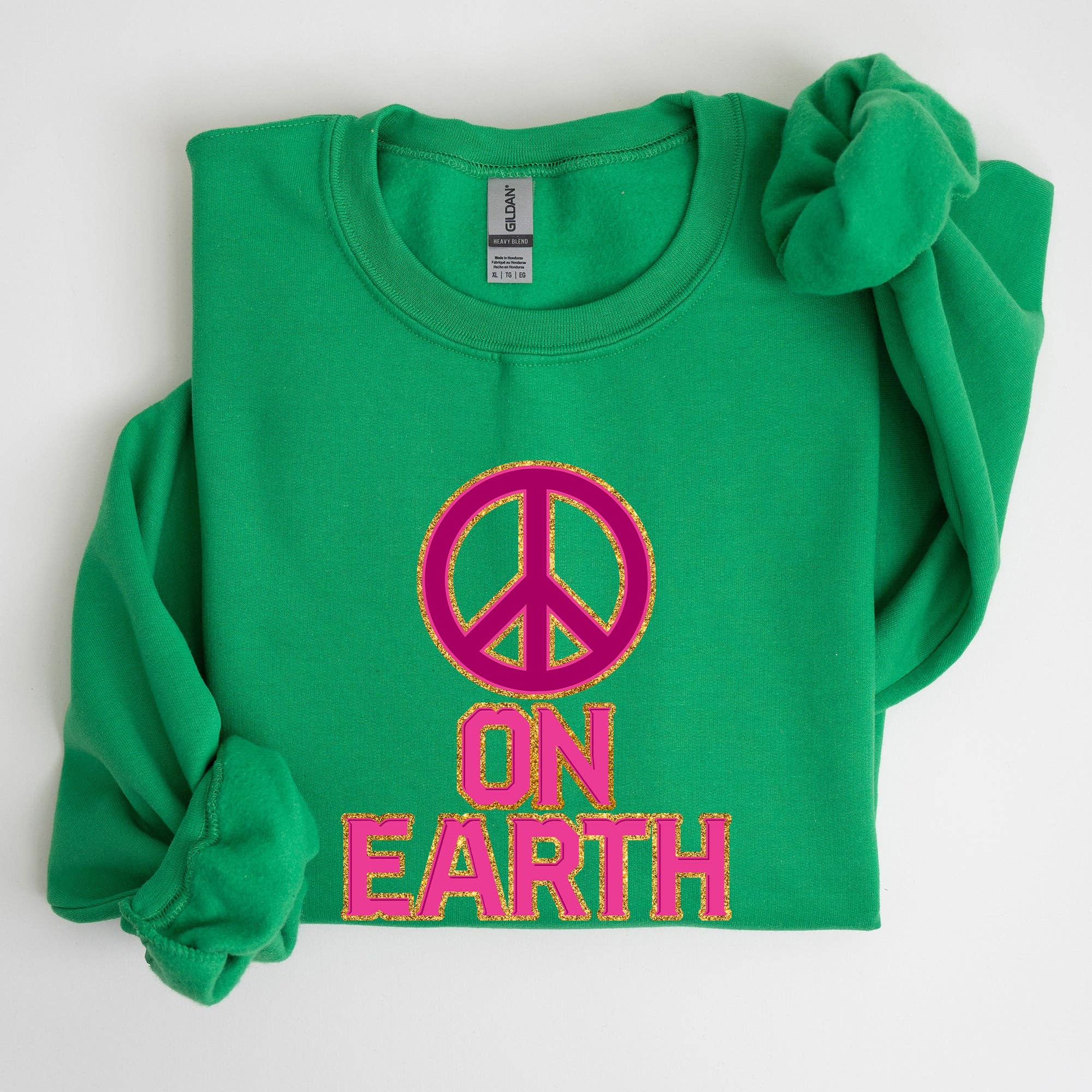 Refinery Number One LLC - Vente Sweat-shirt à imprimés – femme - Sweatshirt Peace On Earth, Christmas, Positivity, Snow Xmas2