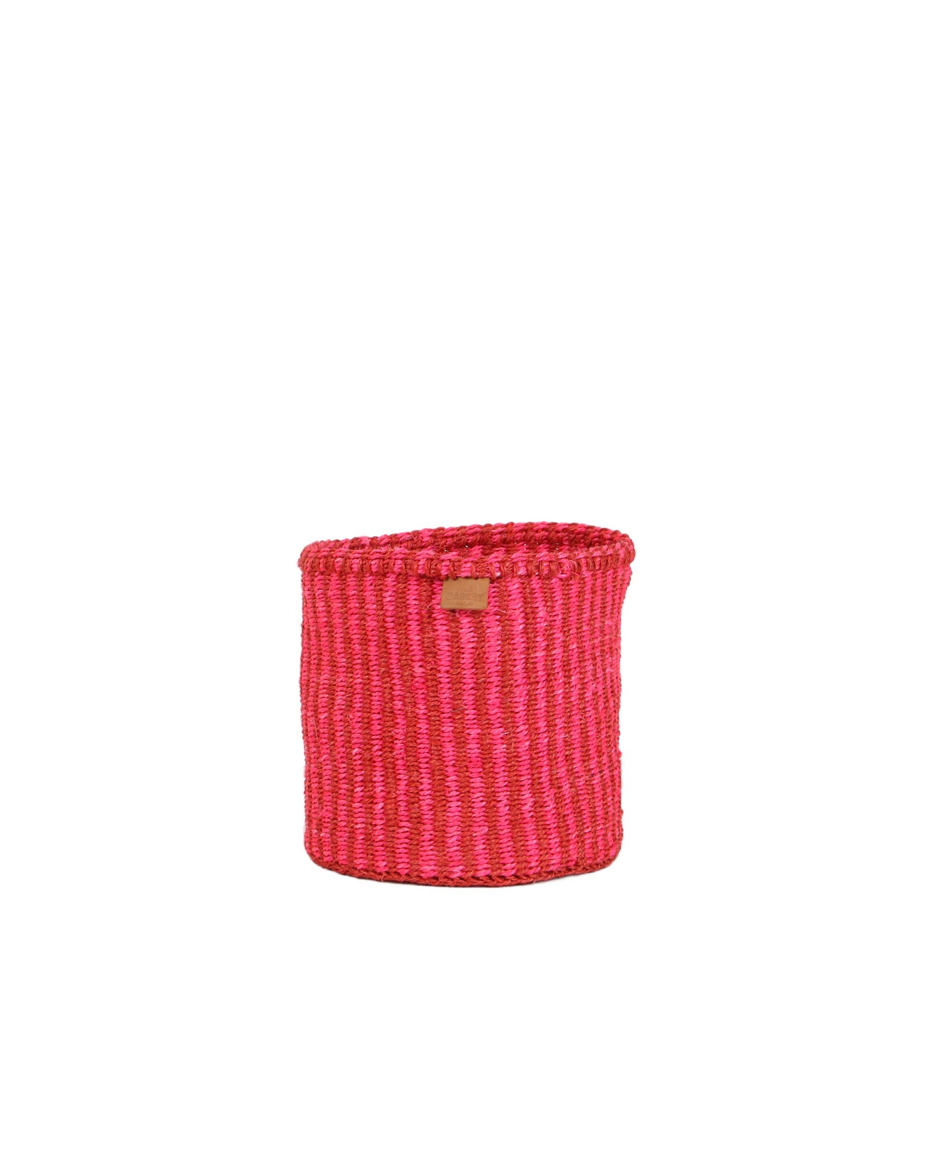 KIWANDA: Red & Pink Pinstripe Woven Summer Storage Basket | Colourful Planter | Toy Basket | Desk Tidy for wholesale on Faire3