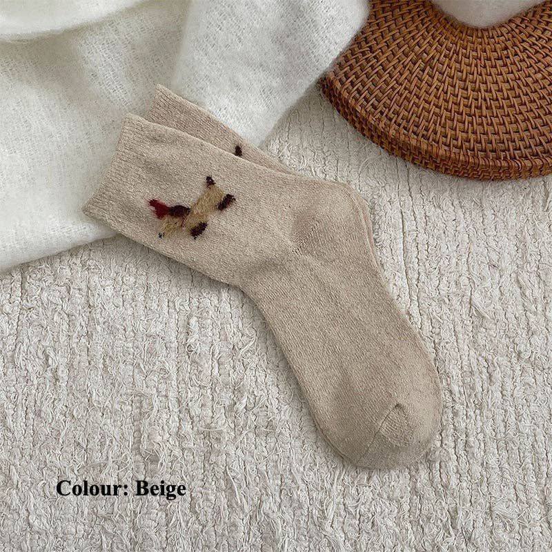 Gohobi （We cover U.S. import duties） - Wholesale Socks - Women's - Gohobi Fleece-Lined Puppy Print Winter Socks0