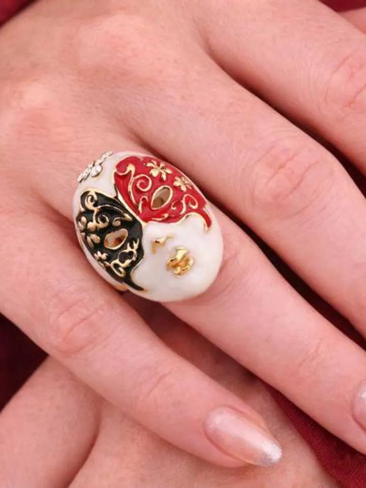 Venetian Mask Ring, enamel for wholesale by Wild & Free