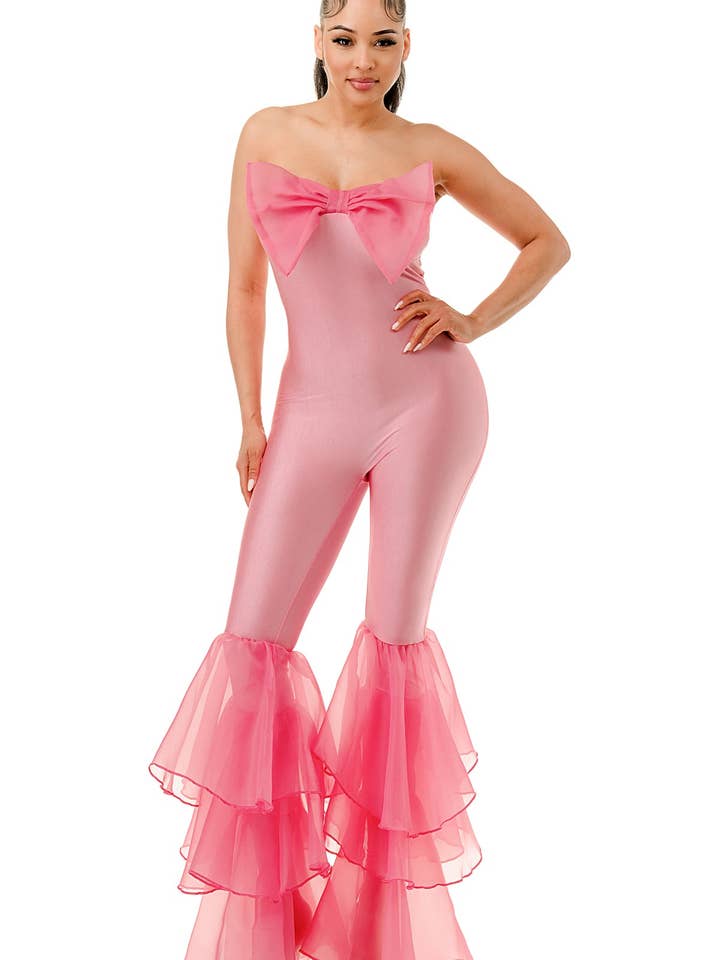 Combinaison sans bretelles à ourlet volanté Plus pour la vente par Namatt Design