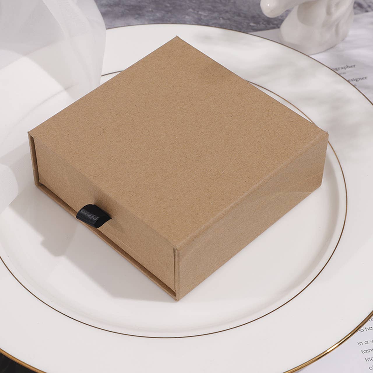 Zakka - Wholesale Jewelry Box/Organizer - High Quality Jewelry Drawer Box Ribbon Pull Kraft1