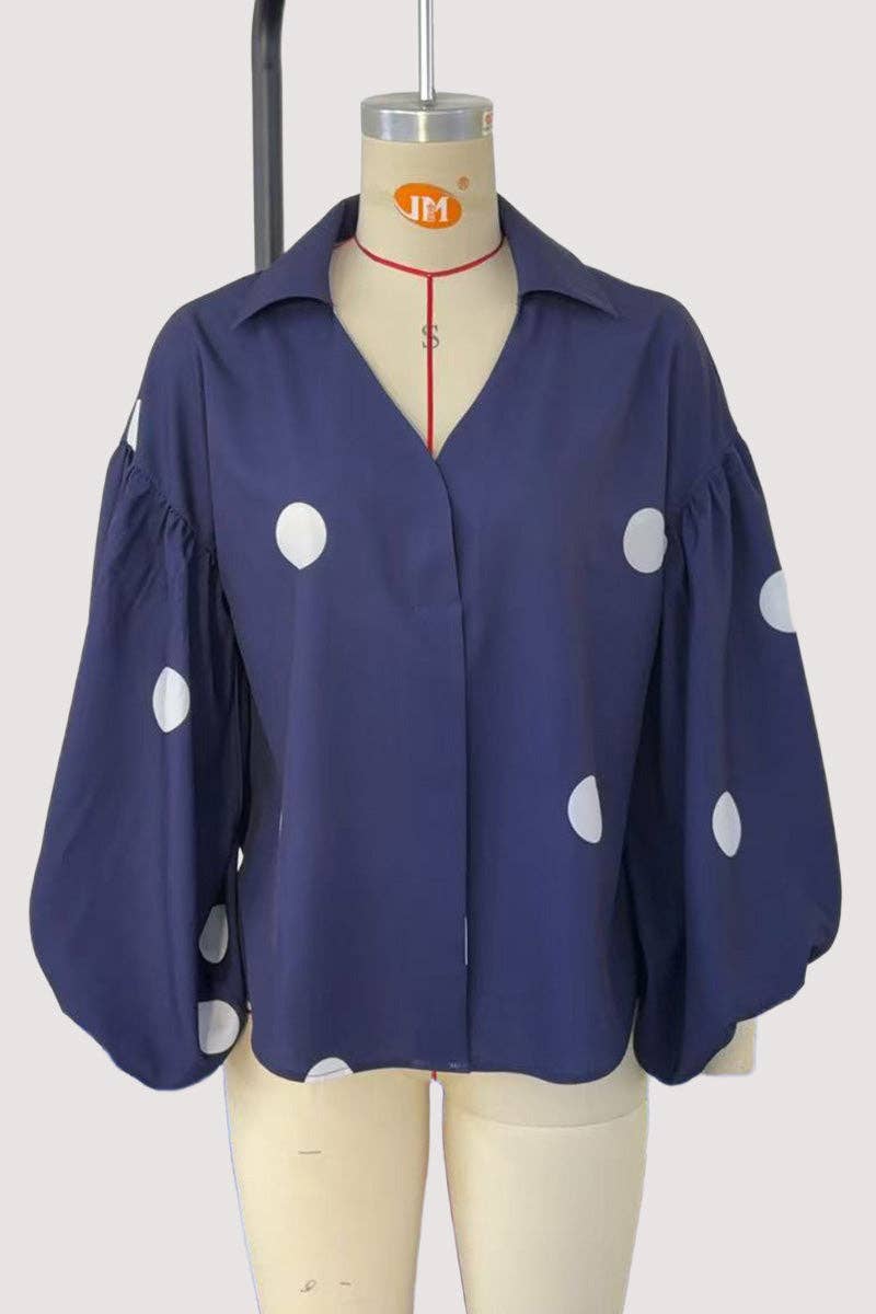 Mccolin - Vendita all'ingrosso Camicetta - Donna - Blusa a Pois con Scollo a V Profondo10
