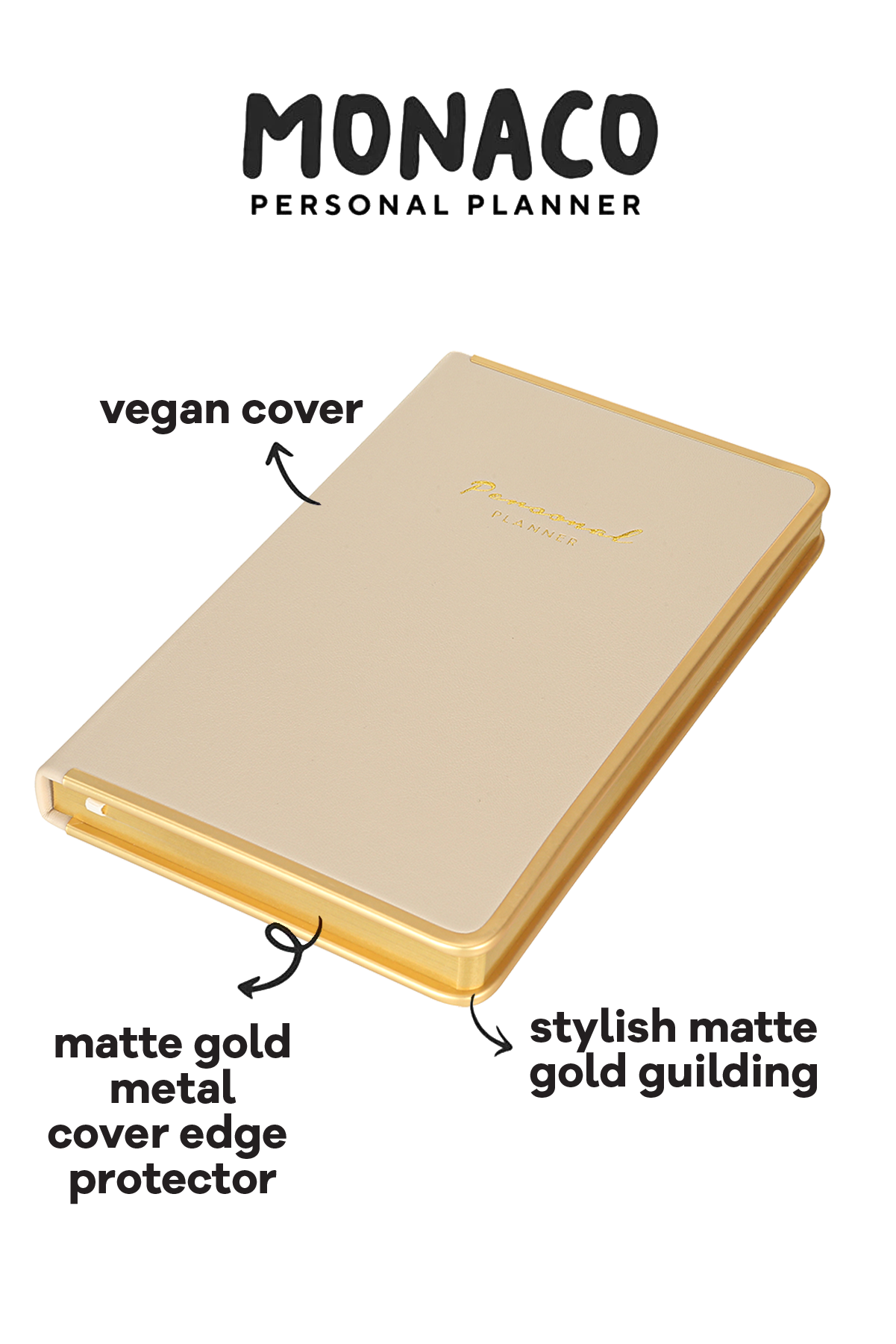 Victoria's Journals - Wholesale Planner - Monaco Undated Diary Personal Planner Veganistische omslag (beige)1