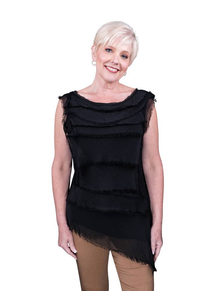 TINA Stephens Italy/Tees By Tina - Wholesale Blouse - Women's - Arianna Silk Ruffle Top (BT205)2